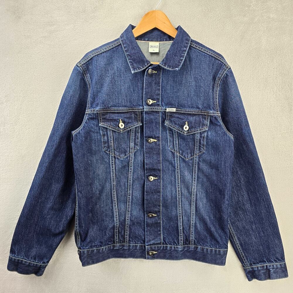 Vintage Dickies Denim Jacket Mens XL (Fits Medium) Blue Selvedge Type 2 90s Y2K